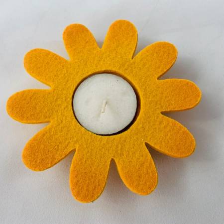 Preview: Filz-Teelichterhalter ● Blume ● 4er-Set ● Gelb