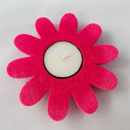 Preview: Filz-Teelichterhalter ● Blume ● 4er-Set ● Pink