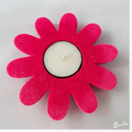 Filz-Teelichterhalter ● Blume ● 4er-Set ● Pink