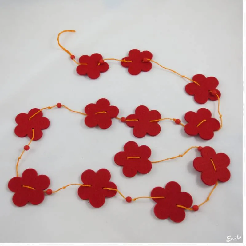 Filz-Girlande ● Blumen ● Rot ● 220 cm