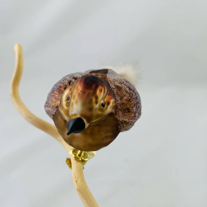 Emila_Weihnachtkugel_Vogel Braun_Naturfeder_4