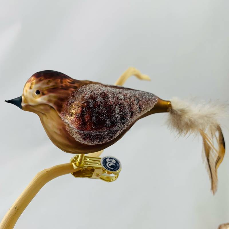 Emila_Weihnachtkugel_Vogel Braun_Naturfeder_3